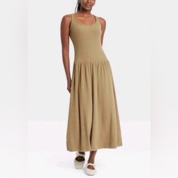 Universal Thread Dresses & Skirts - Sleeveless Tank Midi Dress in Khaki
